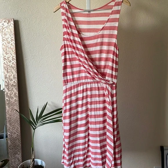 GAP | Dresses | Gap Striped Linen Blend Draped Midi Dress | Poshmark